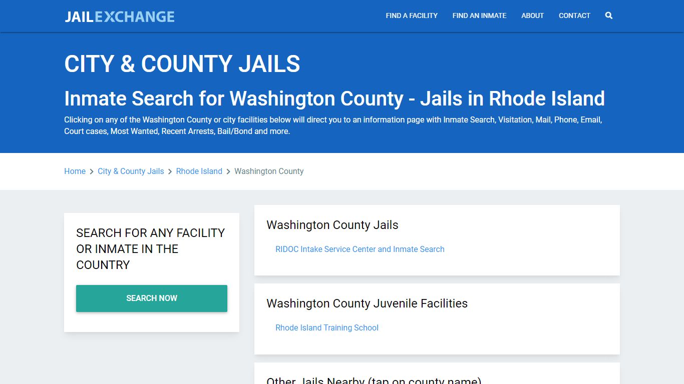 Inmate Search for Washington County | Jails in Rhode Island - Jail Exchange